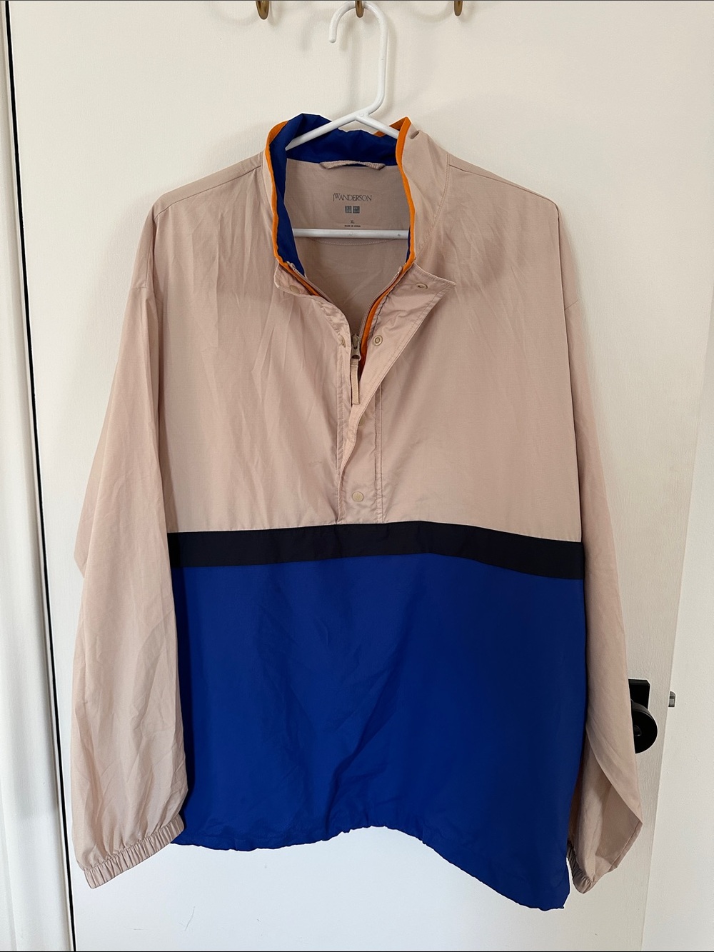 JW Anderson x Uniqlo Beige/Blue Colorblock Pullover Windbreaker w/Orange Trim